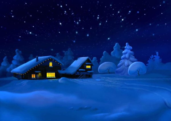 Домик зимой