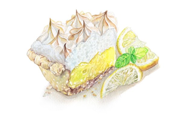 Лимонный пирог акварель