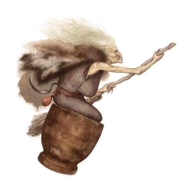 Баба Яга на прозрачном фоне