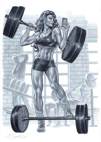 Спортивные девушки со штангой