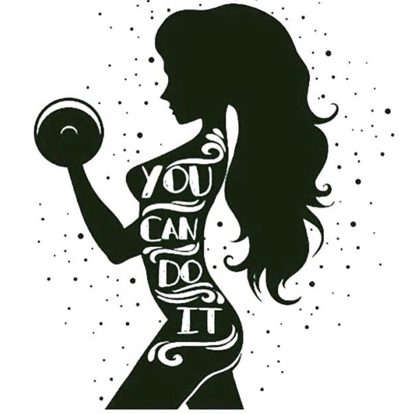 Силуэт девушки с гантелями