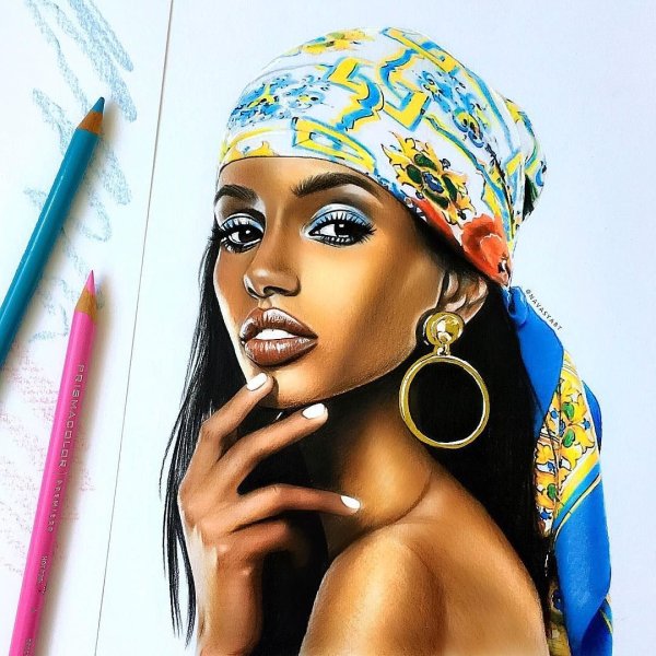 Картина темнокожая девушка