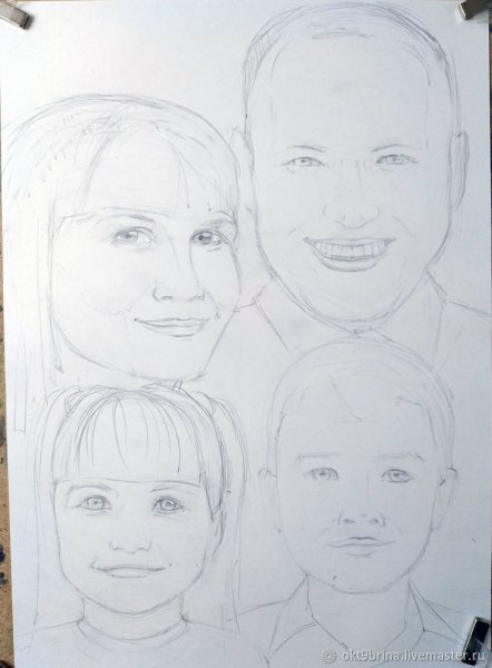 Портрет семьи карандашом