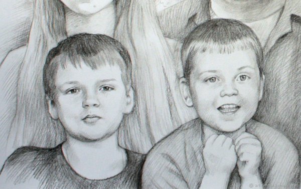 Портрет семьи карандашом