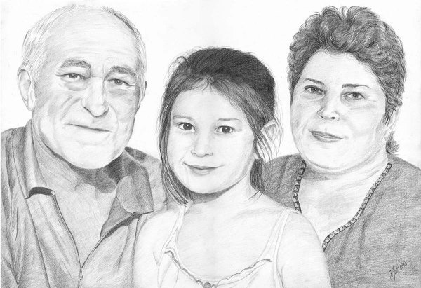 Семейный портрет рисунок карандашом