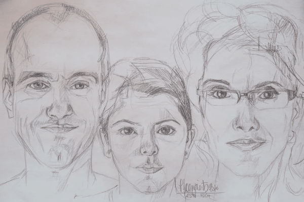 Групповой портрет карандашом