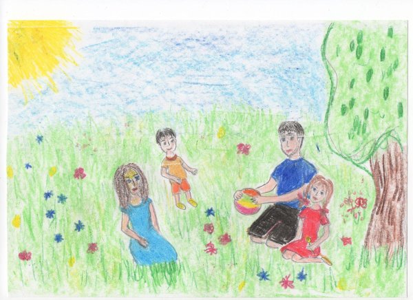 Семья на природе рисунок