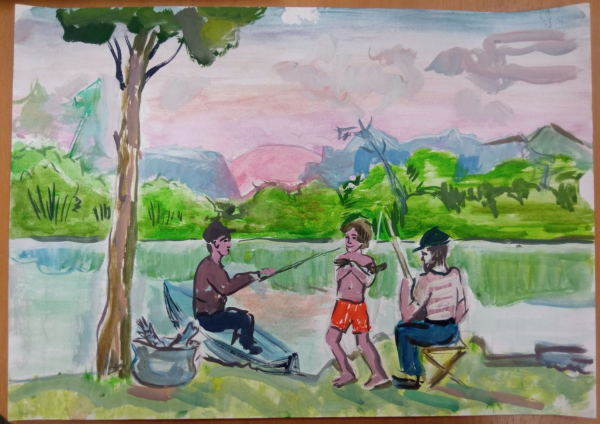 Рисунок семья на отдыхе