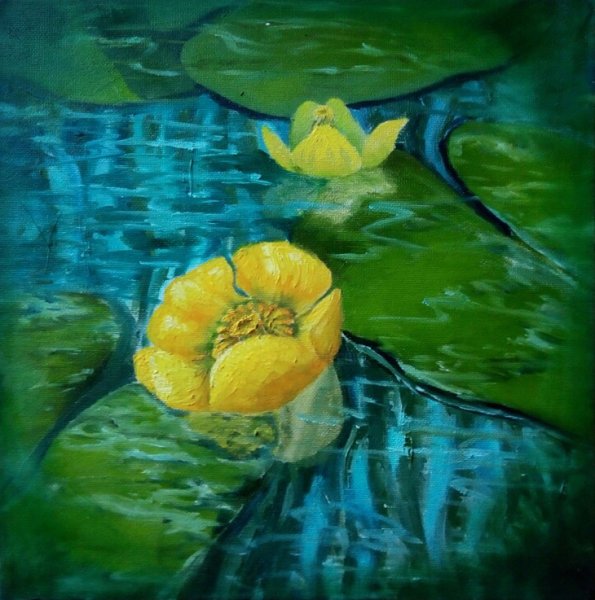 Кувшинки маслом на холсте