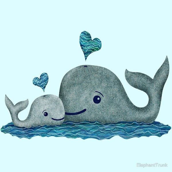 Кит и Китенок иллюстрация