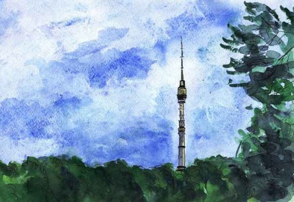 Останкинская телебашня Москва живопись
