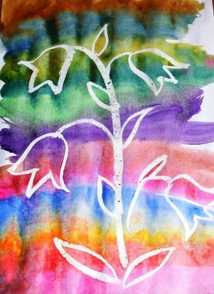 Рисование свечой и акварелью