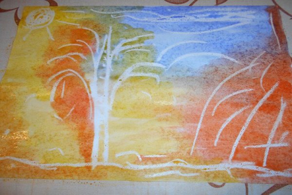 Рисование мелками на бумаге