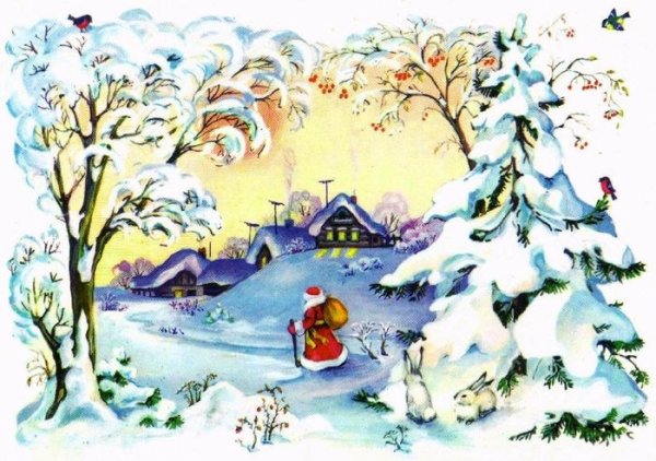 Рисование зимний пейзаж