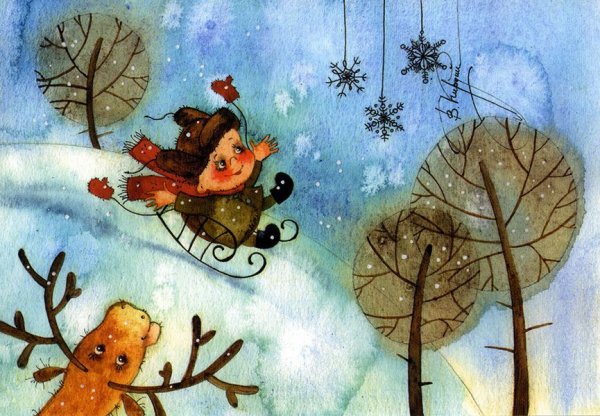 Рисование новогодних пейзажей