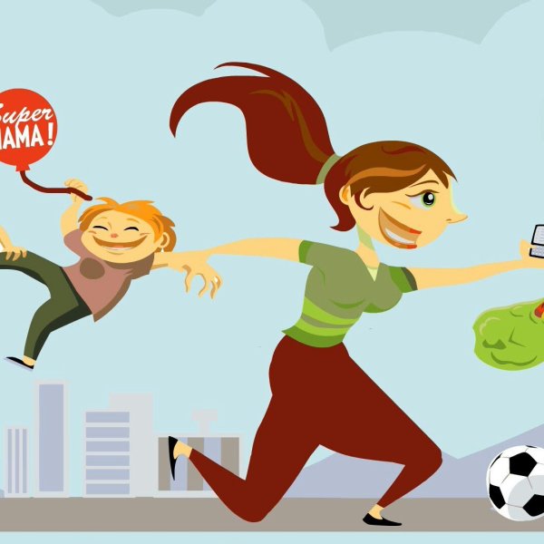 Супермама рисунок все успевает