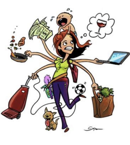 Женщина все успевает