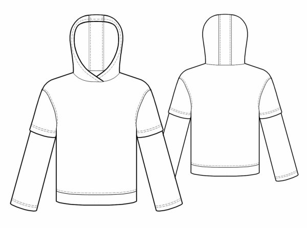 Технический эскиз толстовки с капюшоном