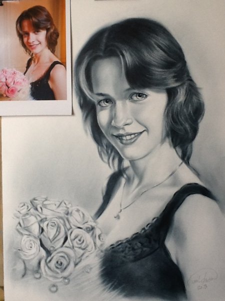 Портрет в технике сухая кисть