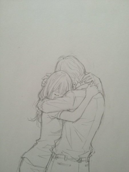 Пара обнимается рисунок