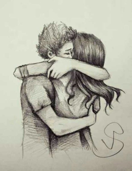 Пара обнимается рисунок