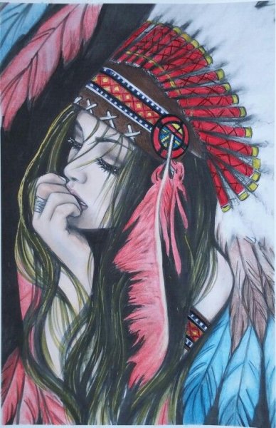 Девушка индеец арт