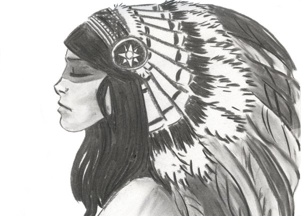 Девушка индеец в профиль на аву