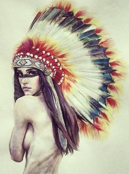 Девушка индеец в профиль