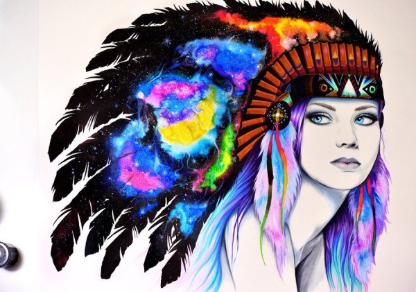 Стилизованные портреты индейцев