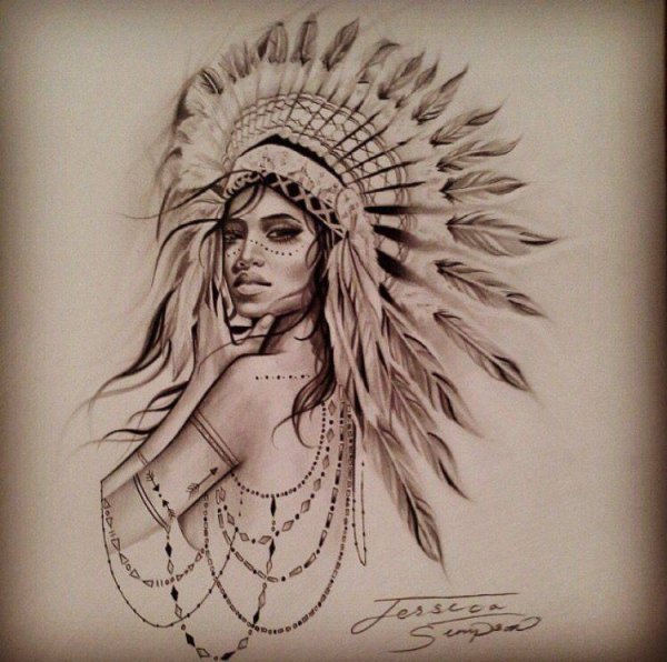 Индеец тату эскиз