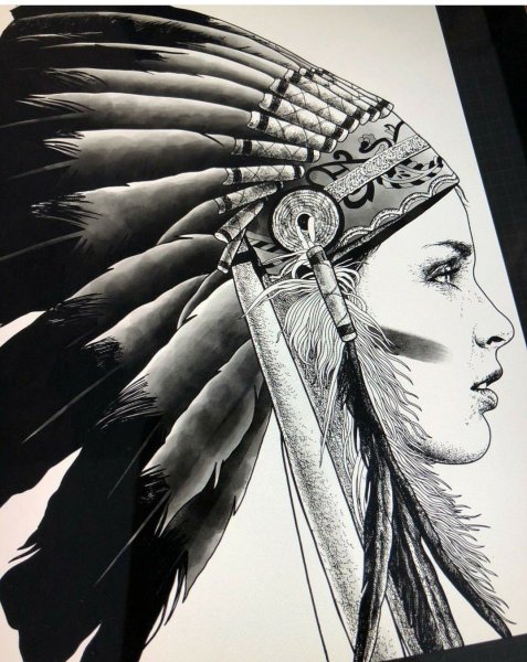 Индеец тату эскиз