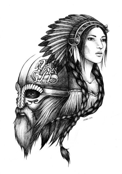 Женщина индеец эскиз