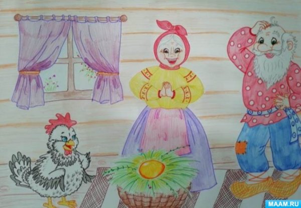 Разукрашка Курочка Ряба