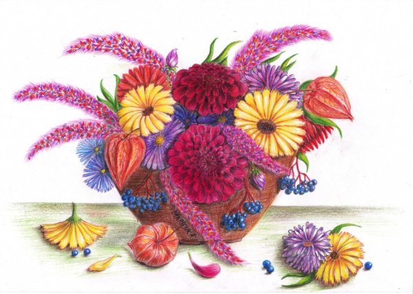 Осенние цветы рисунок