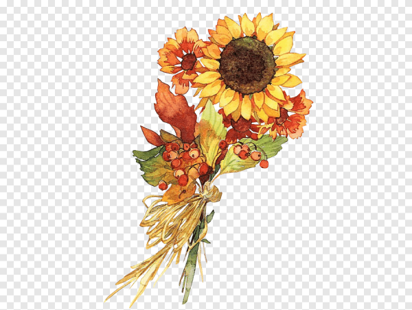 Акварельные осенние цветы