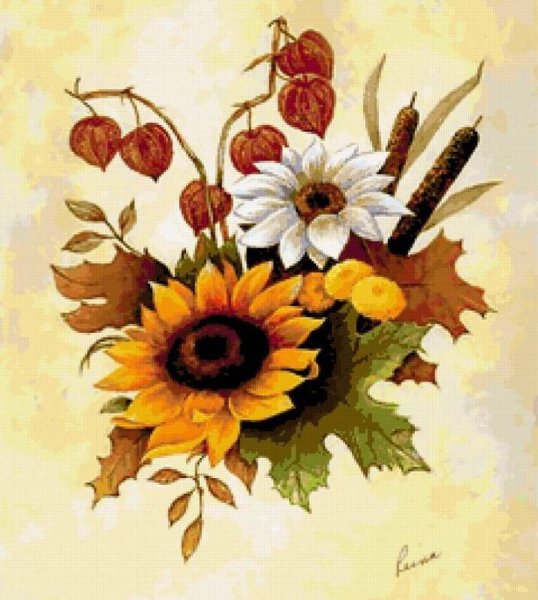 Осенний букет цветными карандашами