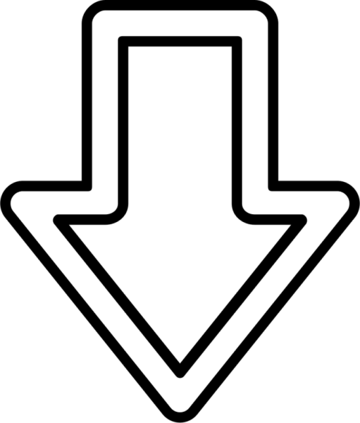 Белая стрелка вниз на прозрачном фоне