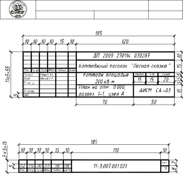 Основная надпись форма 3 пример заполнения