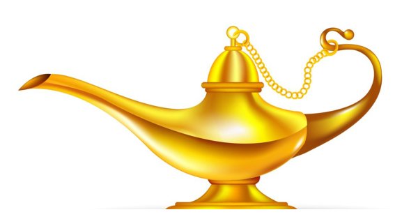 Лампа Аладдина на белом фоне
