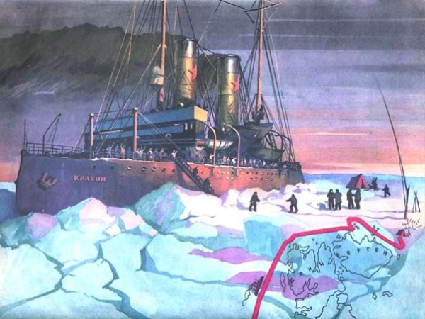 Ледокол Красин Северный полюс