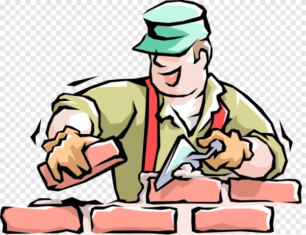 Каменщик на белом фоне