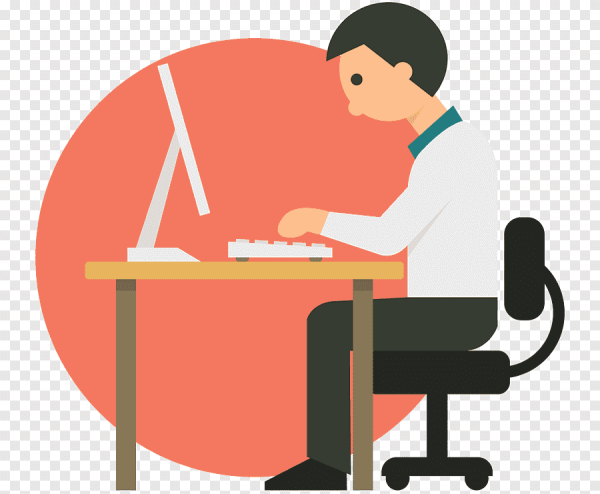 Человек за компьютером вектор