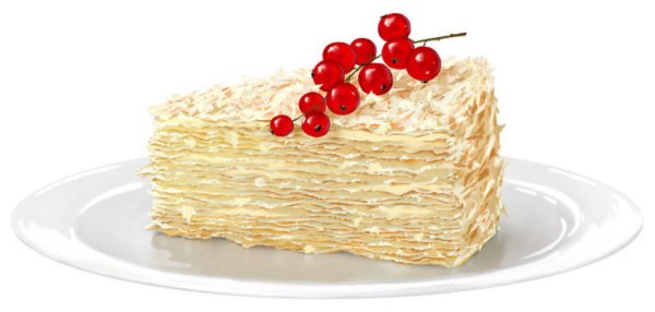 Торт Наполеон на белом фоне