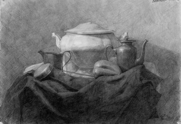 Натюрморт уголь Академия художеств
