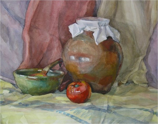 Натюрморт акварелью лессировка Академическая живопись