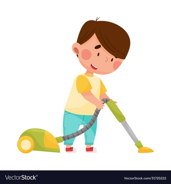 Человечек пылесосит