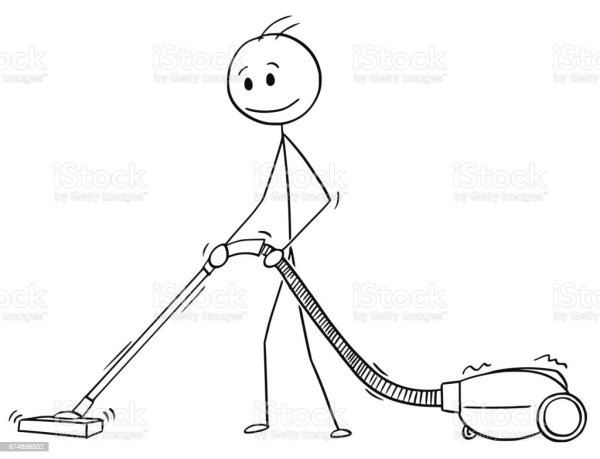 Человечек с пылесосом