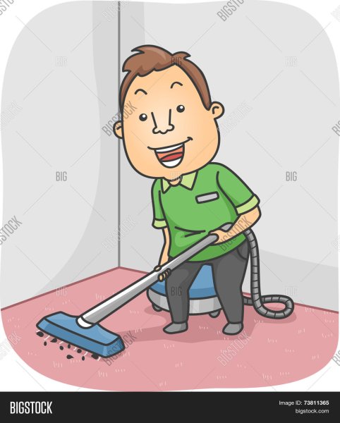 Папа пылесосит ковер