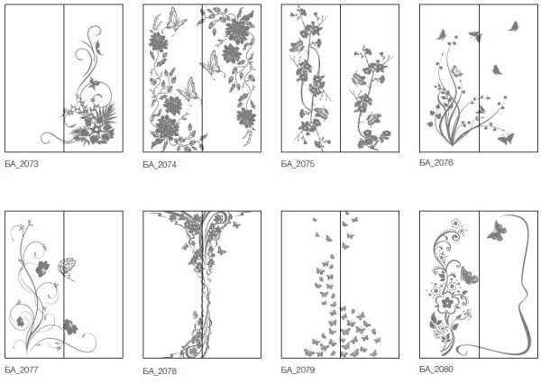 Пескоструй на зеркале каталог рисунков на 2 двери