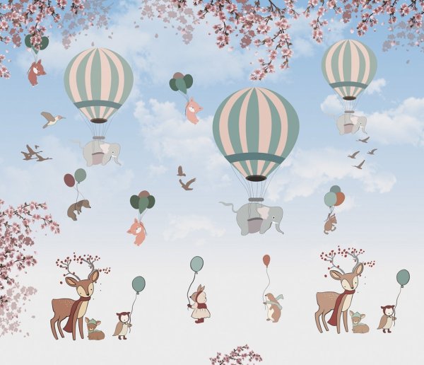 Детские обои с воздушными шарами